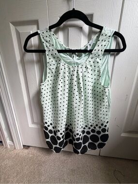 Elle Mint Green Polka Dot Sleeveless Top